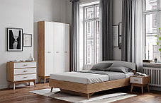 Кровать 160 "Калгари" спальня (Дуб натуральный светлый / Белый матовый) фабрика МебельГрад, фото 3