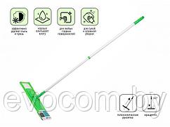 Швабра для пола с насадкой из микрофибры, зеленая, PERFECTO LINEA (Телескопическая рукоятка 67-120 см)