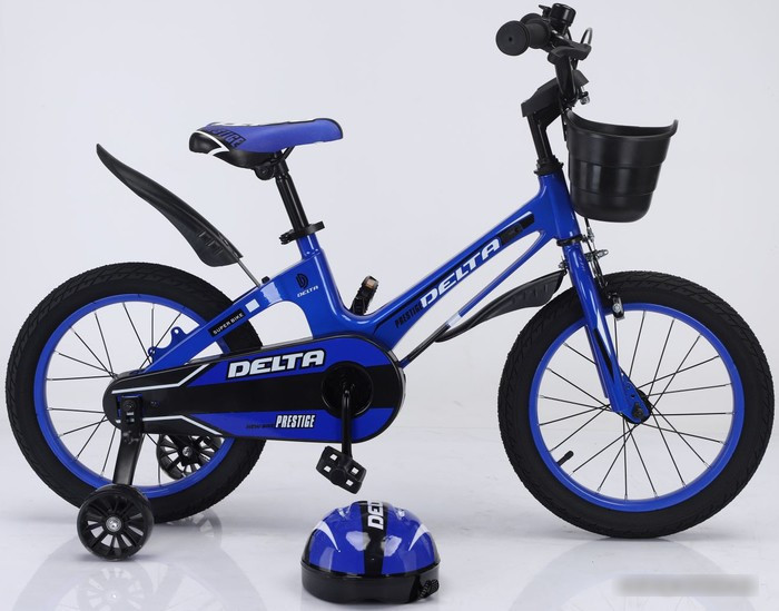 Детский велосипед Delta Prestige 18 2023 (синий, спицы, шлем) - фото 1 - id-p211712967