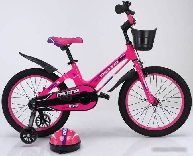Детский велосипед Delta Prestige 18 2023 (розовый, спицы, шлем) - фото 1 - id-p211712969