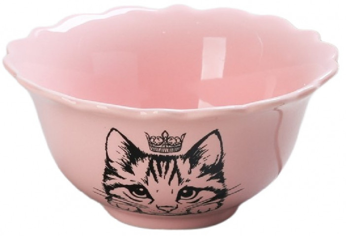 Миска керамическая «Кошка» (классический стиль) 12 см, розовая - фото 1 - id-p214179627
