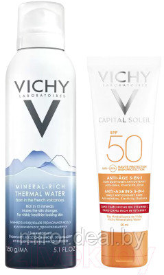 Набор косметики для лица Vichy Крем солнцезащитный SPF50 50мл+Термальная вода 150мл - фото 1 - id-p214185490