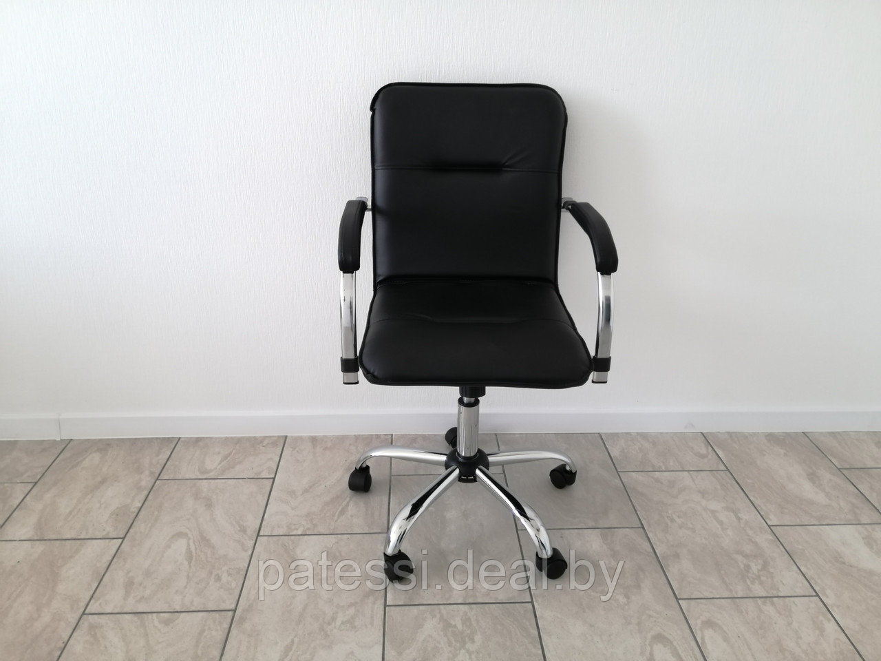 Кресло офисное Самба Хром эко-кожа черная - фото 3 - id-p214195695