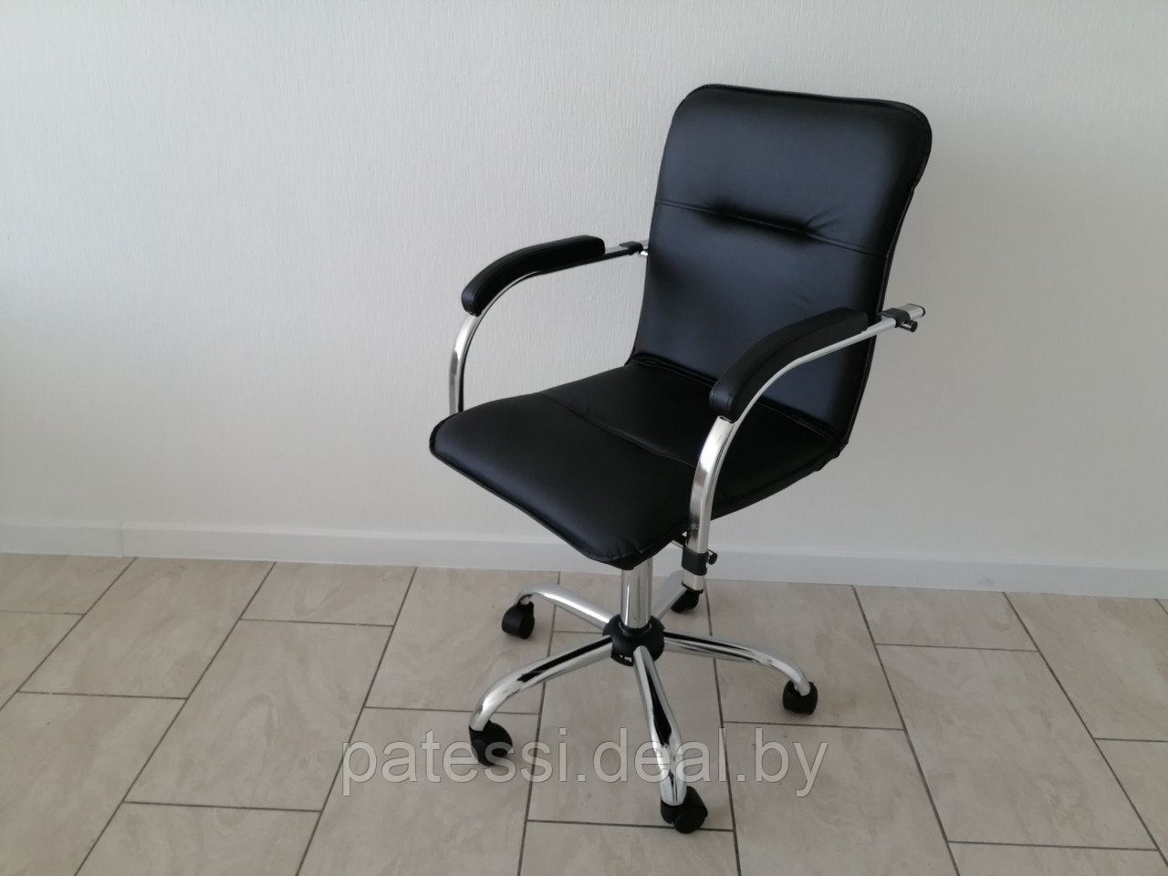Кресло офисное Самба Хром эко-кожа черная - фото 4 - id-p214195695
