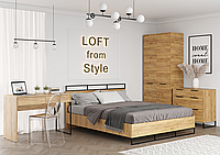 Кровать LOFT КР-001 с ПМ - Дуб крафт золотой (МКСтиль)