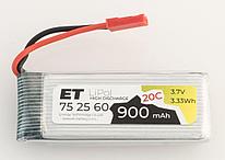 Аккумулятор 752560 900mAh высокотоковый - ET LP752560-20CJ, 3.7V, Li-Pol (подходит для квадрокоптеров)