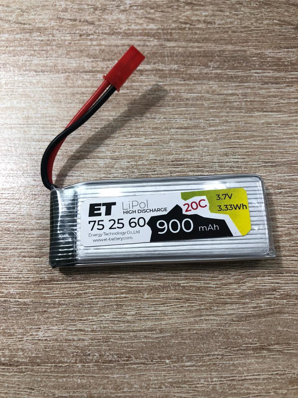 Аккумулятор 752560 900mAh высокотоковый - ET LP752560-20CJ, 3.7V, Li-Pol (подходит для квадрокоптеров) - фото 2 - id-p214199252