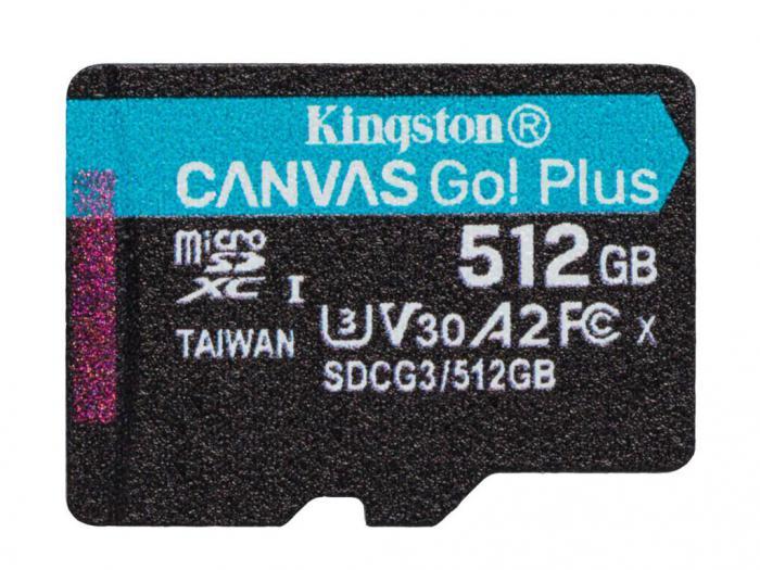512Gb - Kingston MicroSDHC 170R A2 U3 V30 Canvas Go Plus SDCG3/512GBSP (Оригинальная!) - фото 1 - id-p213540442
