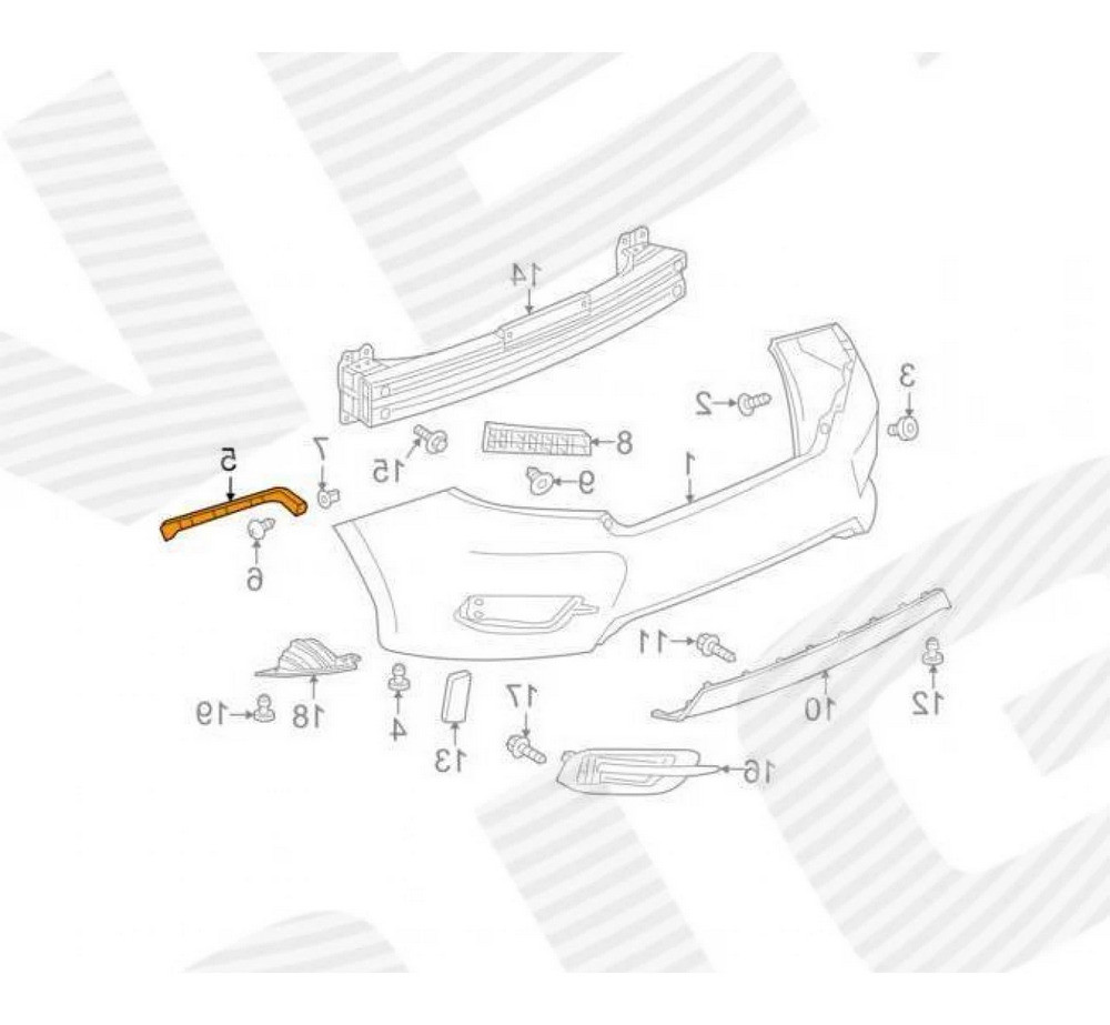 Крепление бампера (левое) для Honda Civic X (USA) - фото 2 - id-p213697521