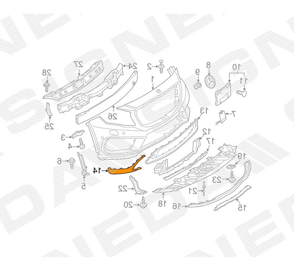 Спойлер переднего бампера (правый) для Mercedes GLA (X156) - фото 2 - id-p213703843