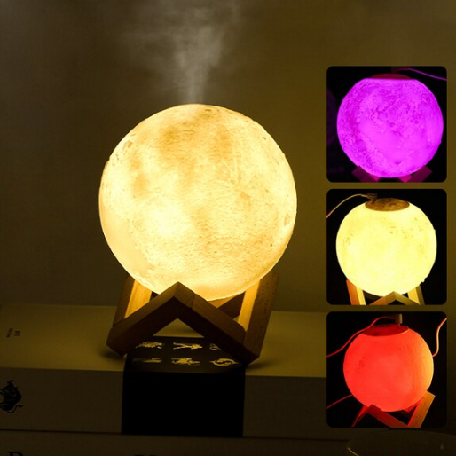 Светильник-ночник  Луна с увлажнителем воздуха. 7 цветов подсветки