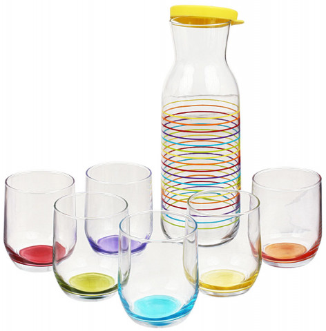 Набор стеклянный: кувшин + стаканы Lav Rainbow кувшин - 1,2 л, высота - 25 см, стаканы - 315 мл, 6 шт. - фото 2 - id-p214206530