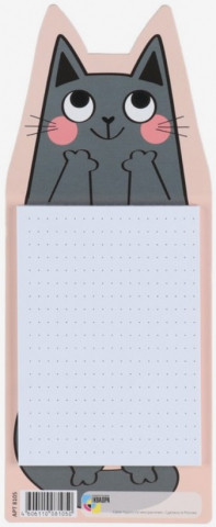 Блокнот фигурный «Кот» на магните 20*8 см, блок с точками, «Серый котик с розовыми щечками» - фото 3 - id-p214206762