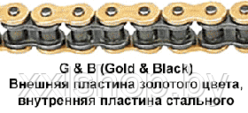Приводная цепь Did 520DZ2 золото/черная (114 звеньев), фото 3