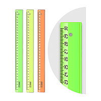 Линейка 30см СТАММ, пластиковая, прозрачная, неоновые цвета, ассорти