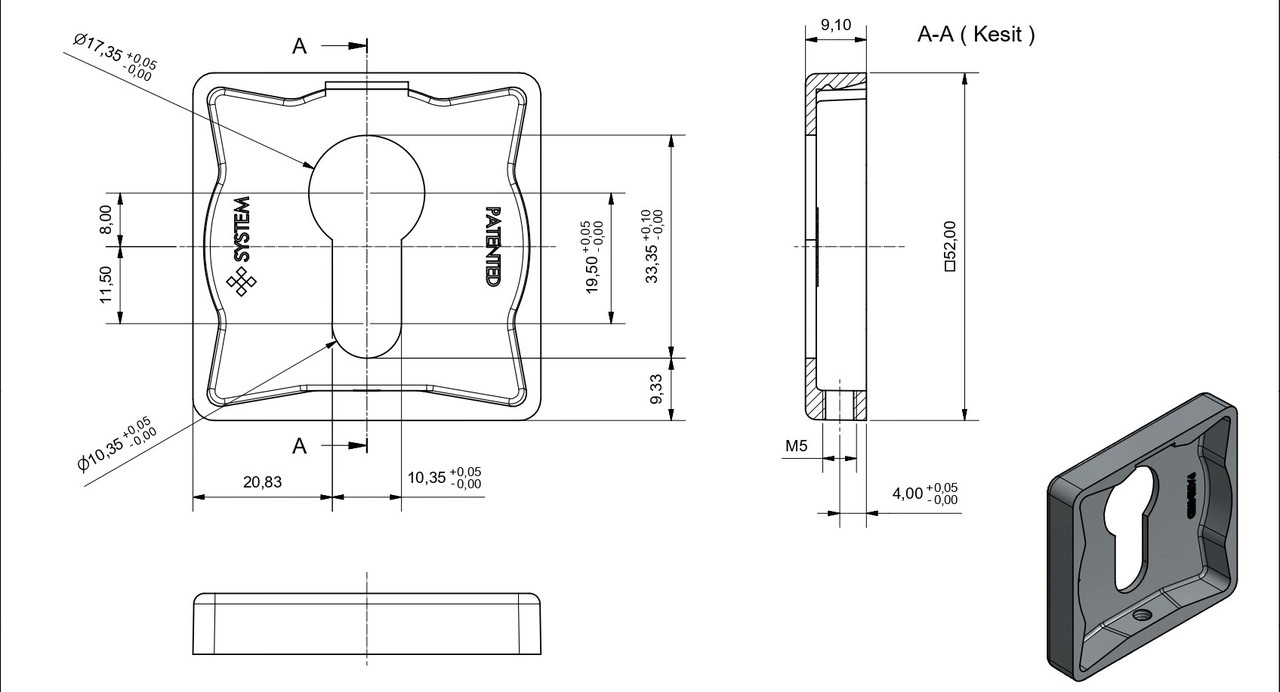 Накладка ET SQ AL6 черный матовый, арт. 040034185 SYSTEM