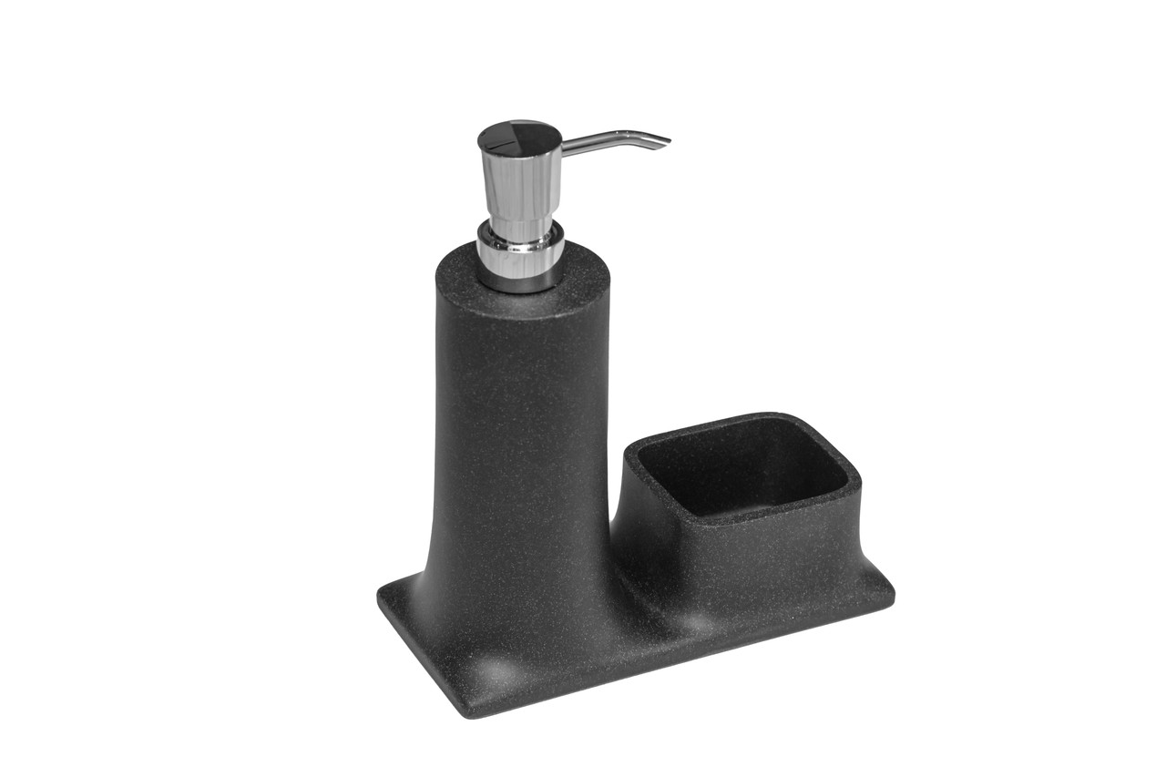 Дозатор для жидкого мыла SYSTEM BA20007 001011 R2-CR искусственный камень черный/хром - фото 1 - id-p214211553