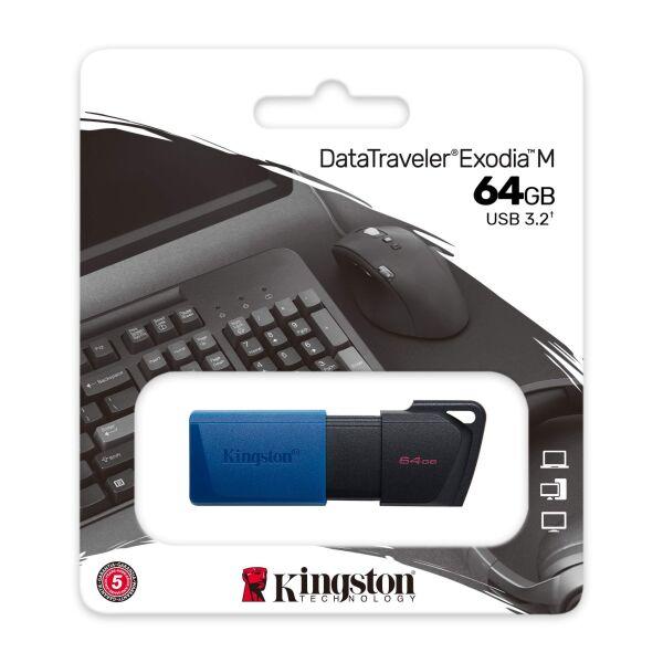 Флешка 64GB Kingston DataTraveler Exodia M (DTXM/64GB), USB 3.0, черно-синий 556572 - фото 3 - id-p214212888