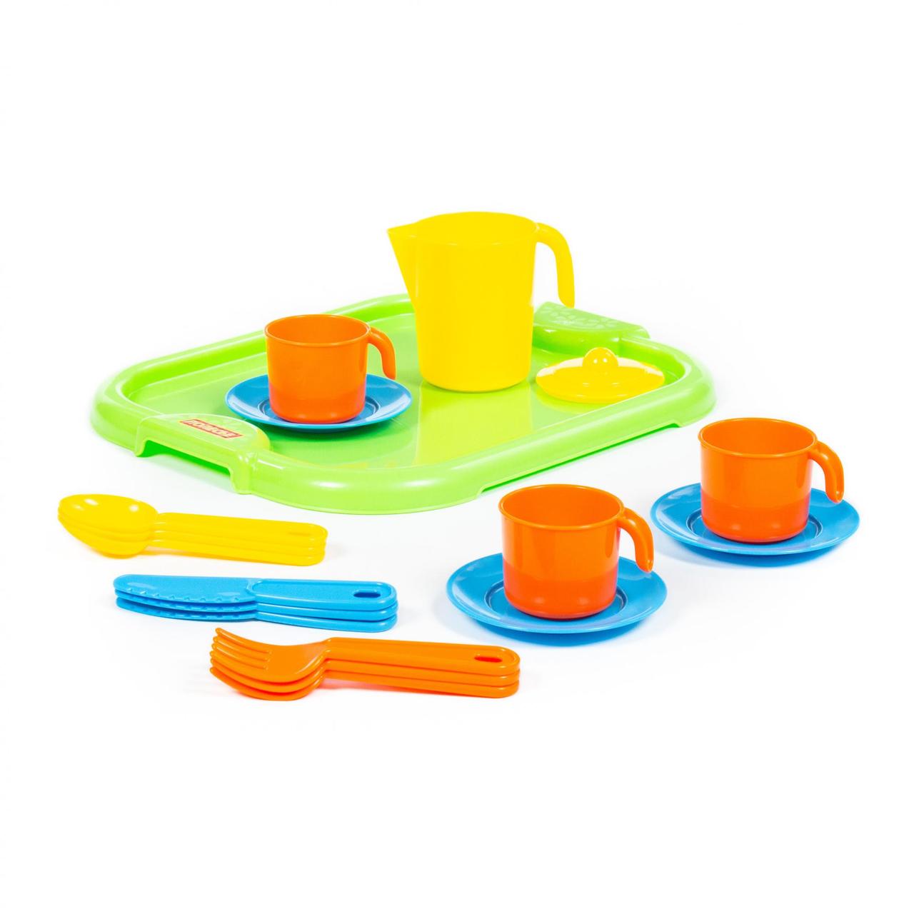 Набор детской посуды "Анюта" с подносом на 3 персоны - фото 1 - id-p214213577