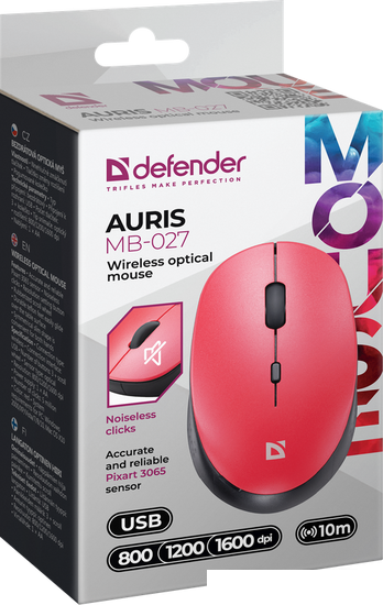 Мышь Defender Auris MB-027 (красный) - фото 4 - id-p208894646
