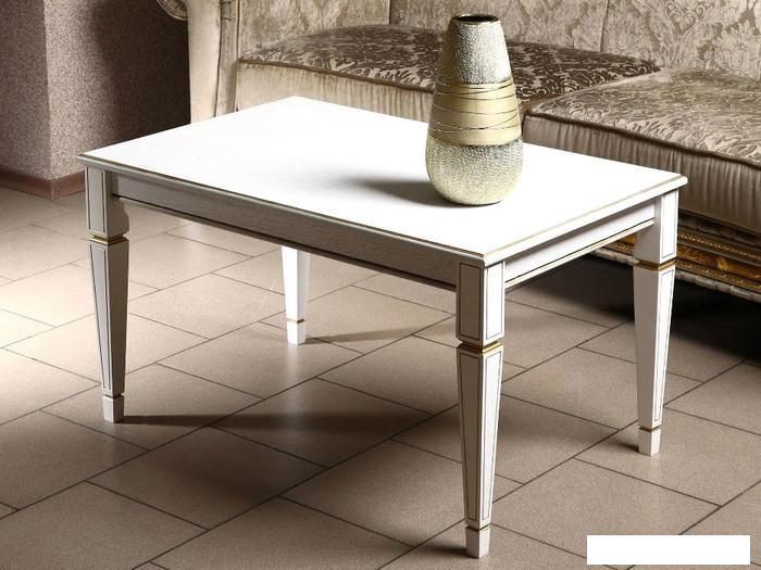 Журнальный столик Мебелик Васко В 81 (белый ясень/золото)