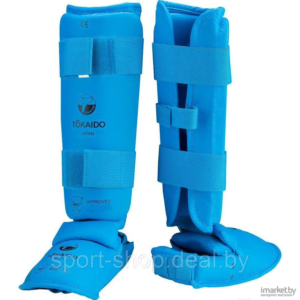 Защита ноги "Tokaido PU Shin and removable instep guard", WKF, синий, защита ноги карате, синий, проф - фото 2 - id-p103992643