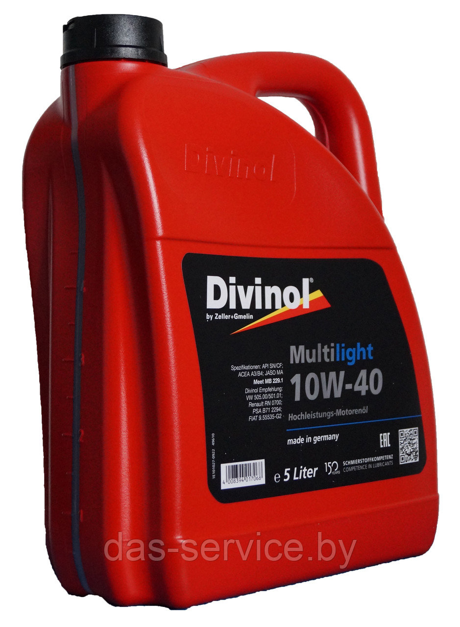 Моторное масло Divinol Multilight 10W-40 (полусинтетическое моторное масло 10w40) 5 л. - фото 2 - id-p25912360