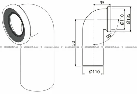 Колено для унитаза 90°, Alcaplast - фото 1 - id-p214230787