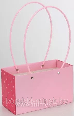 Пакет подарочный "Мастхэв горошек"  22*11*14см прямоугольный, Розовый