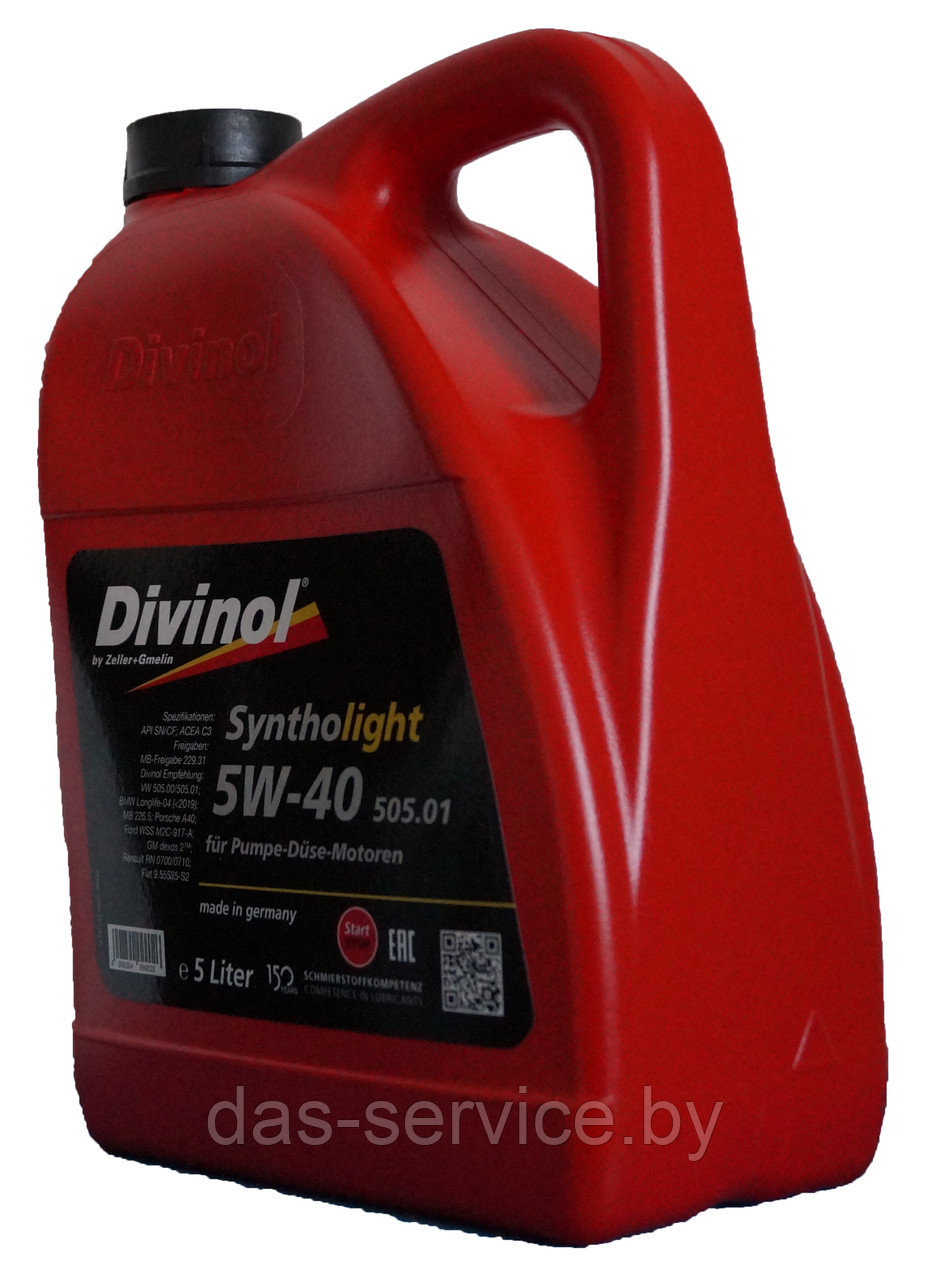 Моторное масло Divinol Syntholight 5W-40 505.01 (синтетическое моторное масло 5w40) 5 л. - фото 3 - id-p25912357