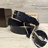 Кожаный ремень 4см BUFFALO BELTS синий, фото 9
