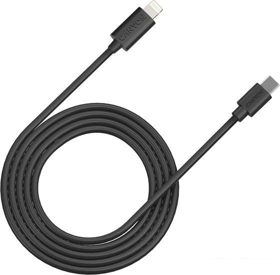 Кабель Canyon CNE-CFI12B USB Type-C - Lightning (2 м, черный) - фото 1 - id-p211176775