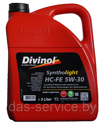 Моторное масло Divinol Syntholight HC-FE 5W-30 (синтетическое моторное масло 5w30) 5 л., фото 2