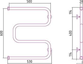 Полотенцесушитель Сунержа Ш-образный 600x500 00-0014-6050, фото 3