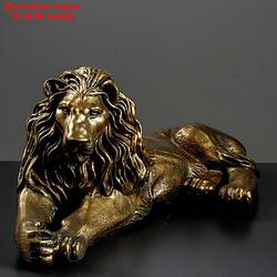 Фигура "Лев на отдыхе" золото левый 70х35х25см