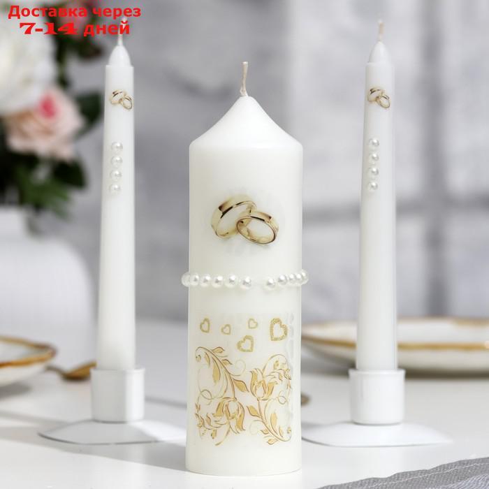 Набор свечей "Свадебный" №1 Белый, ручная работа - фото 1 - id-p214208426