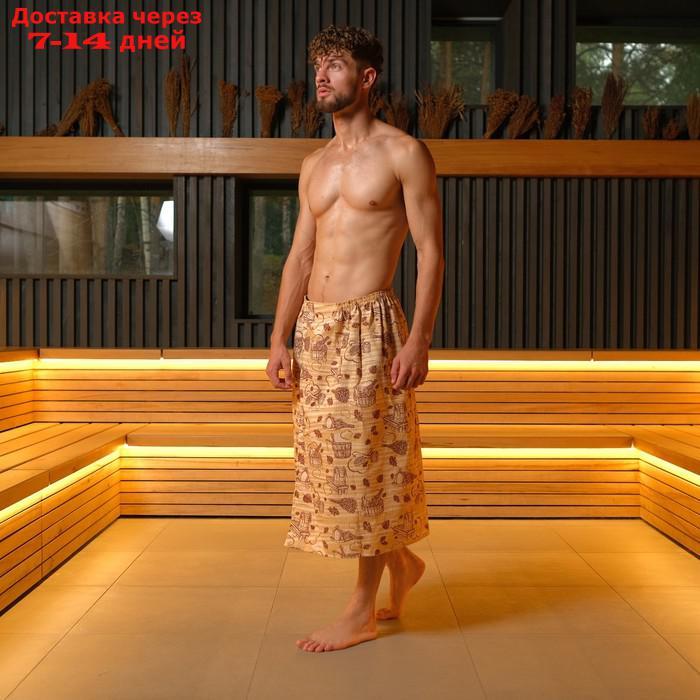 Полотенце для бани "Банька" мужской килт, 75х150 см хлопок,вафельное полотно - фото 2 - id-p214209183