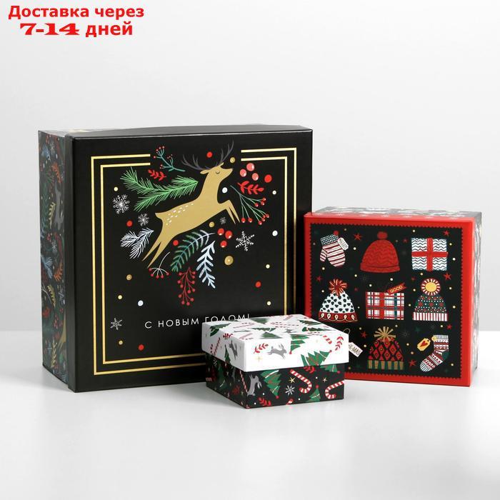 Набор подарочных коробок 10 в 1 "Новогодний", 10.2 × 10.2 × 6 28.2 × 28.2 × 15 см - фото 3 - id-p214209293