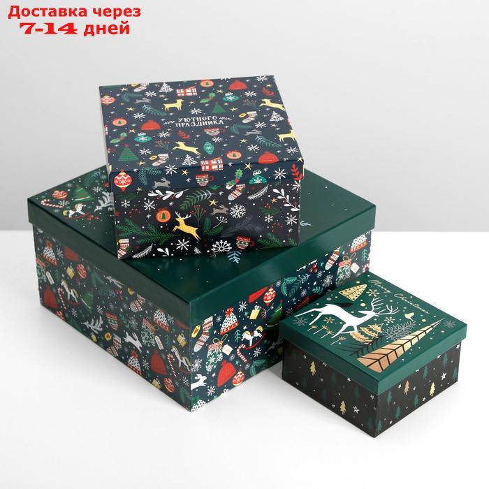 Набор подарочных коробок 10 в 1 "Новогодний", 10.2 × 10.2 × 6 28.2 × 28.2 × 15 см - фото 4 - id-p214209293