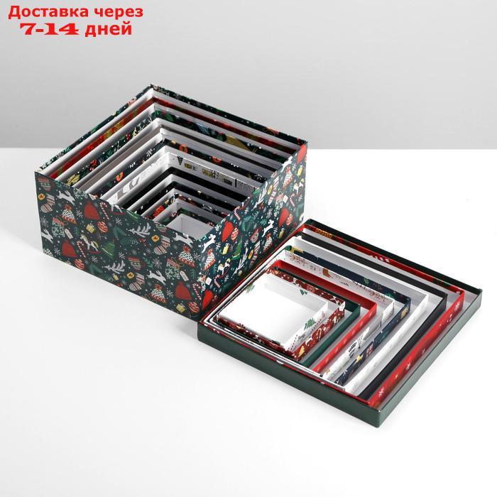 Набор подарочных коробок 10 в 1 "Новогодний", 10.2 × 10.2 × 6 28.2 × 28.2 × 15 см - фото 7 - id-p214209293