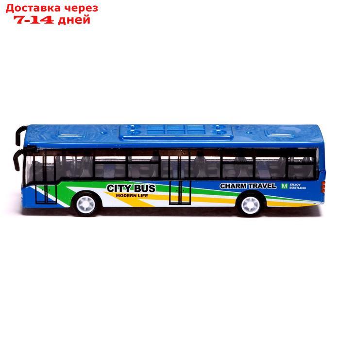 Автобус металлический "Междугородний", инерционный, масштаб 1:43, цвет синий - фото 2 - id-p214210256