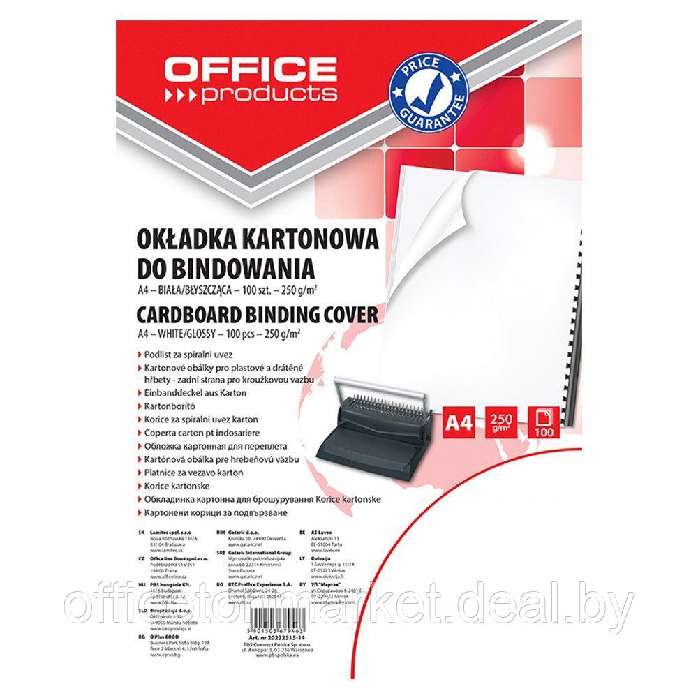 Обложка для переплета "Office Products", A4, картон глянцевый, 250 г/м2, 100 шт., белый - фото 1 - id-p214230758