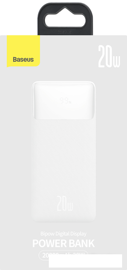 Внешний аккумулятор Baseus Bipow Fast Charge Power Bank 20W 20000mAh (белый) - фото 2 - id-p214179555