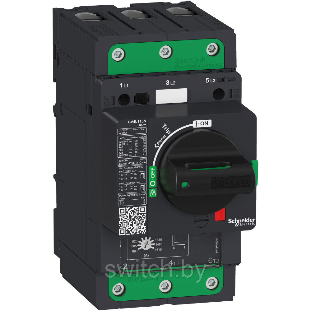GV4L25N АВТ.ВЫКЛ GV4L С МАГНИТНЫМ РАСЦЕПИТЕЛЕМ 25A 50kA ЗАЖИМ EVERLINK