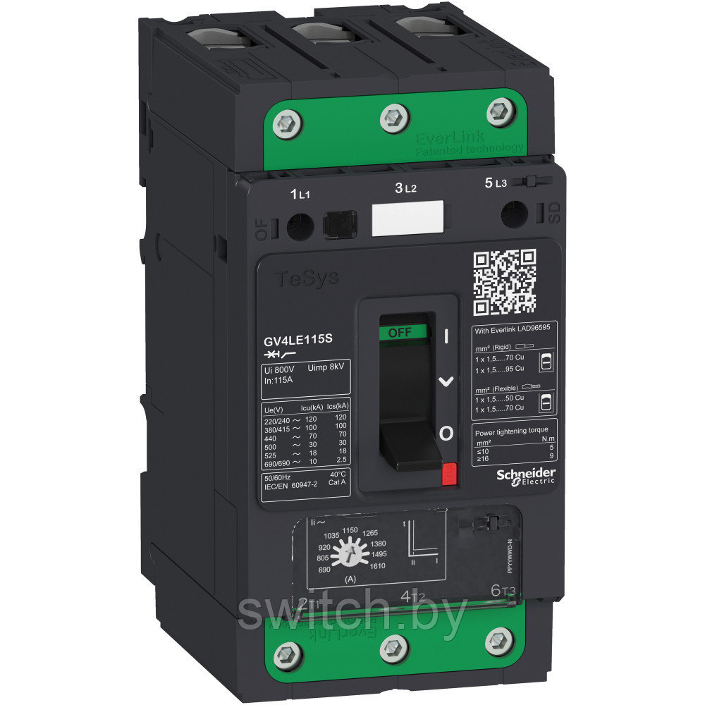 GV4LE03N АВТ.ВЫКЛ GV4LE С МАГНИТНЫМ РАСЦЕПИТЕЛЕМ 3,5A 50kA ЗАЖИМ EVERLINK