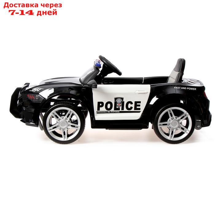 Электромобиль POLICE, EVA колеса, кожаное сиденье, цвет чёрный глянец - фото 3 - id-p214210523