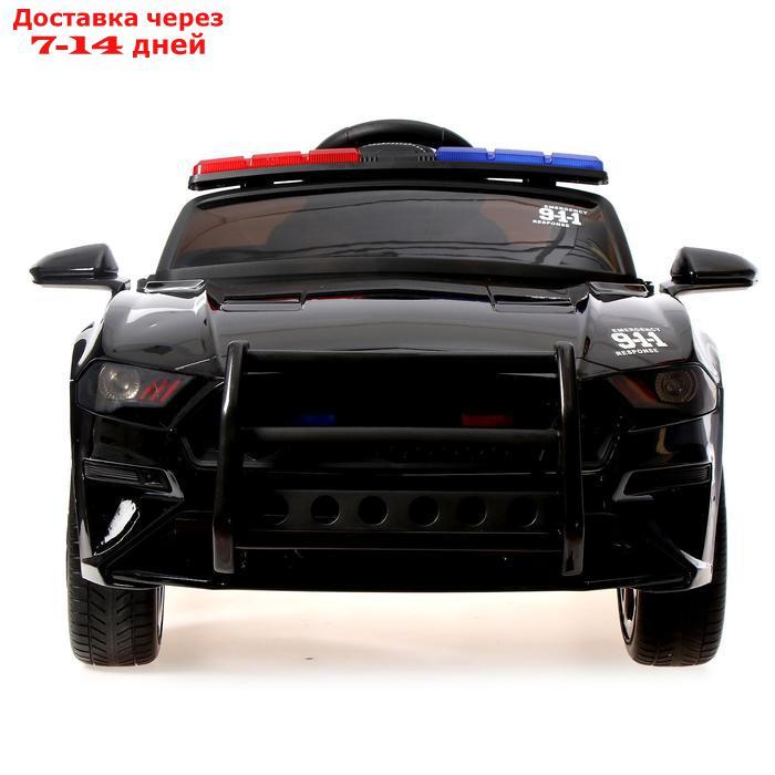 Электромобиль POLICE, EVA колеса, кожаное сиденье, цвет чёрный глянец - фото 5 - id-p214210523