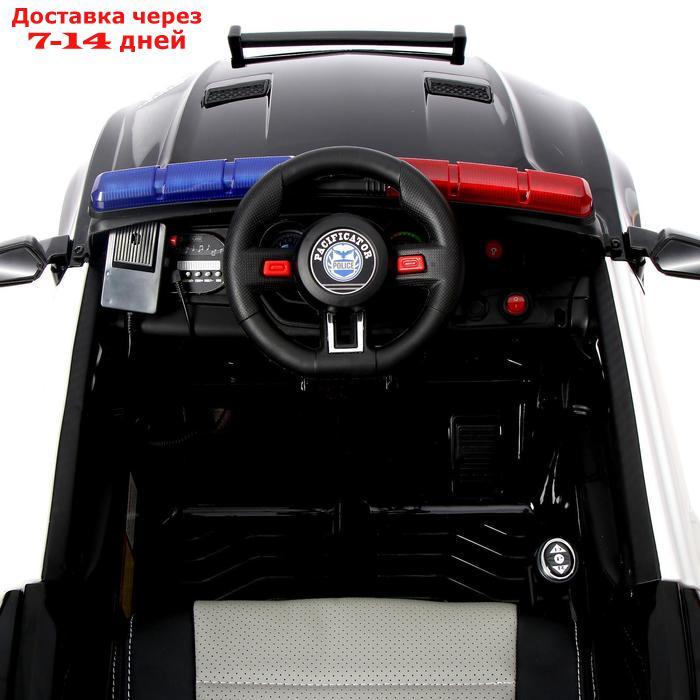 Электромобиль POLICE, EVA колеса, кожаное сиденье, цвет чёрный глянец - фото 7 - id-p214210523