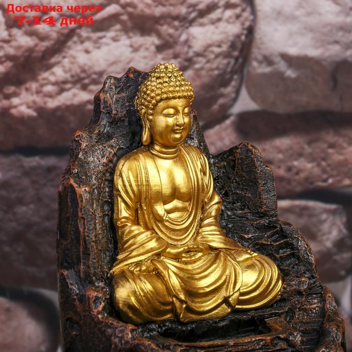 Фонтан настольный от сети, подсветка "Золотой Будда на троне из скалы" 28х20,5х20,5 см - фото 6 - id-p214210531