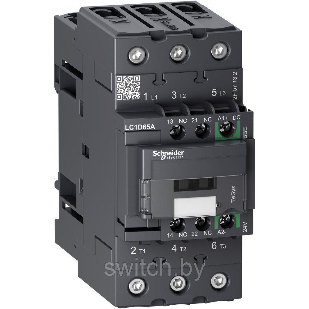 LC1D65ABBE 3P КОНТАКТОР EVERLINK AC3 440В 65A, КАТУШКА УПР. 24В DC, ПРУЖИННЫЙ ЗАЖИМ